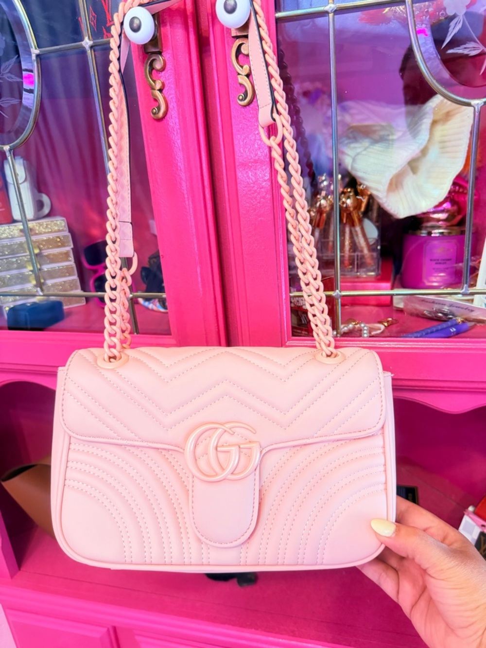 Designer-Inspired salmon color Shoulder Bag